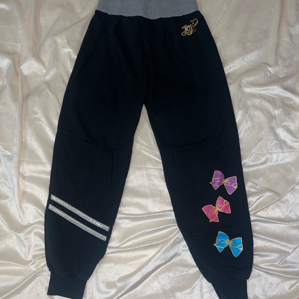 Jojo Siwa Black Joggers with Colorful Bow Accents